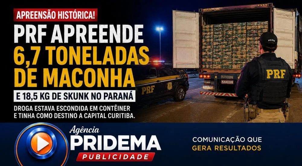 PRF apreende quase 6,8 toneladas de maconha em contêiner na BR-163, em Guaíra