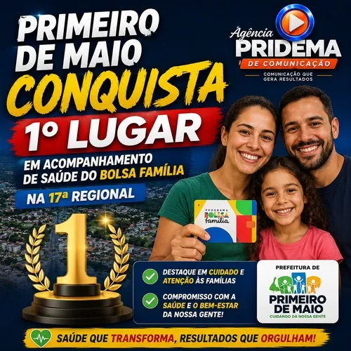 Primeiro de Maio conquista 1º lugar em acompanhamento de saúde do Bolsa Família na 17ª Regional