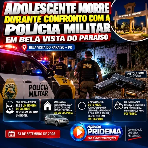 Adolescente morre durante confronto com a Polícia Militar em Bela Vista do Paraíso