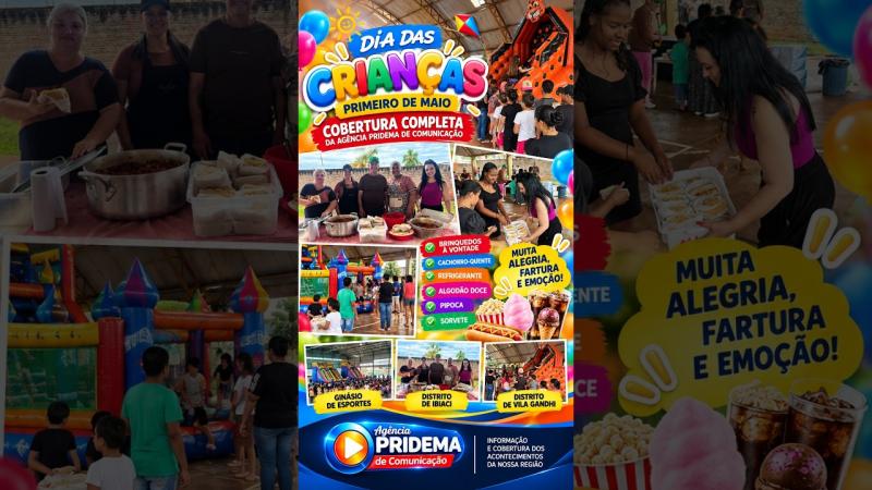 Primeiro de Maio celebra o Dia das Crianças com festa, brincadeiras e distribuição de guloseimas